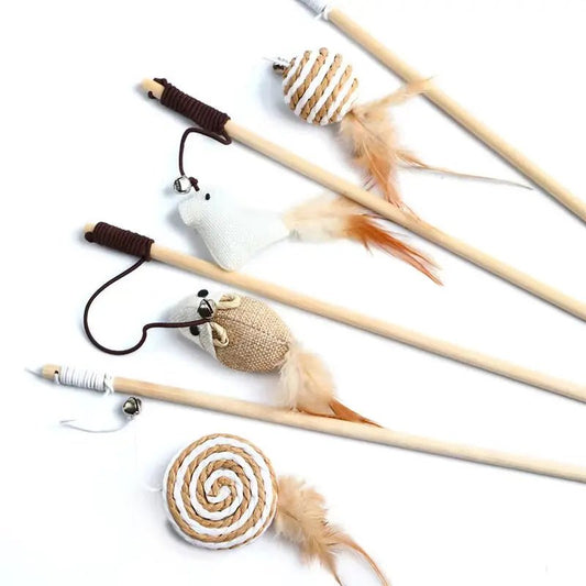 Canne à Pêche en Bois pour Chat - ManiacPets